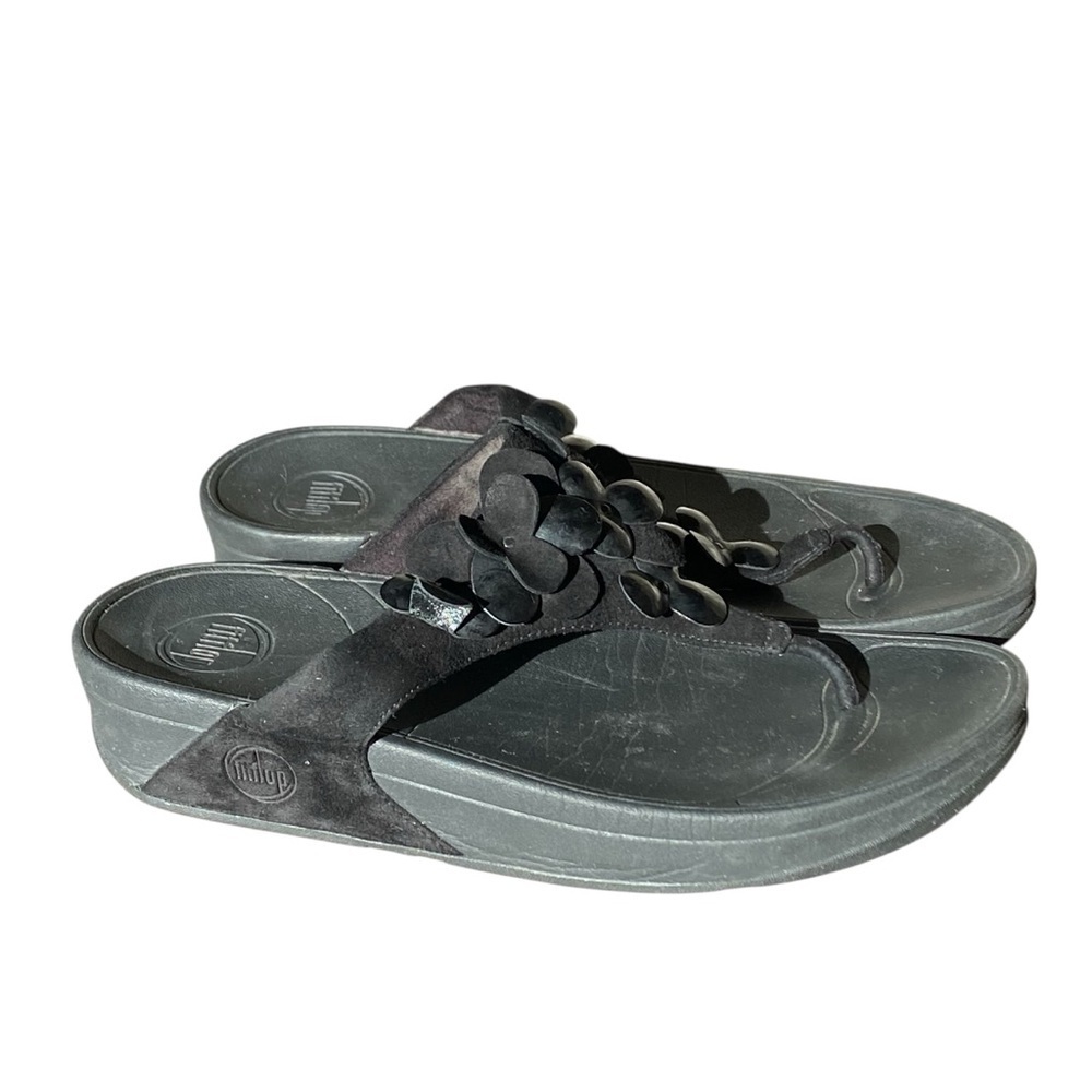 Fitflop Fleur Black Thong Sandals 180-001 Women’s Size 10